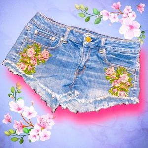 Embroidered Floral American Eagle Shorts Size 8